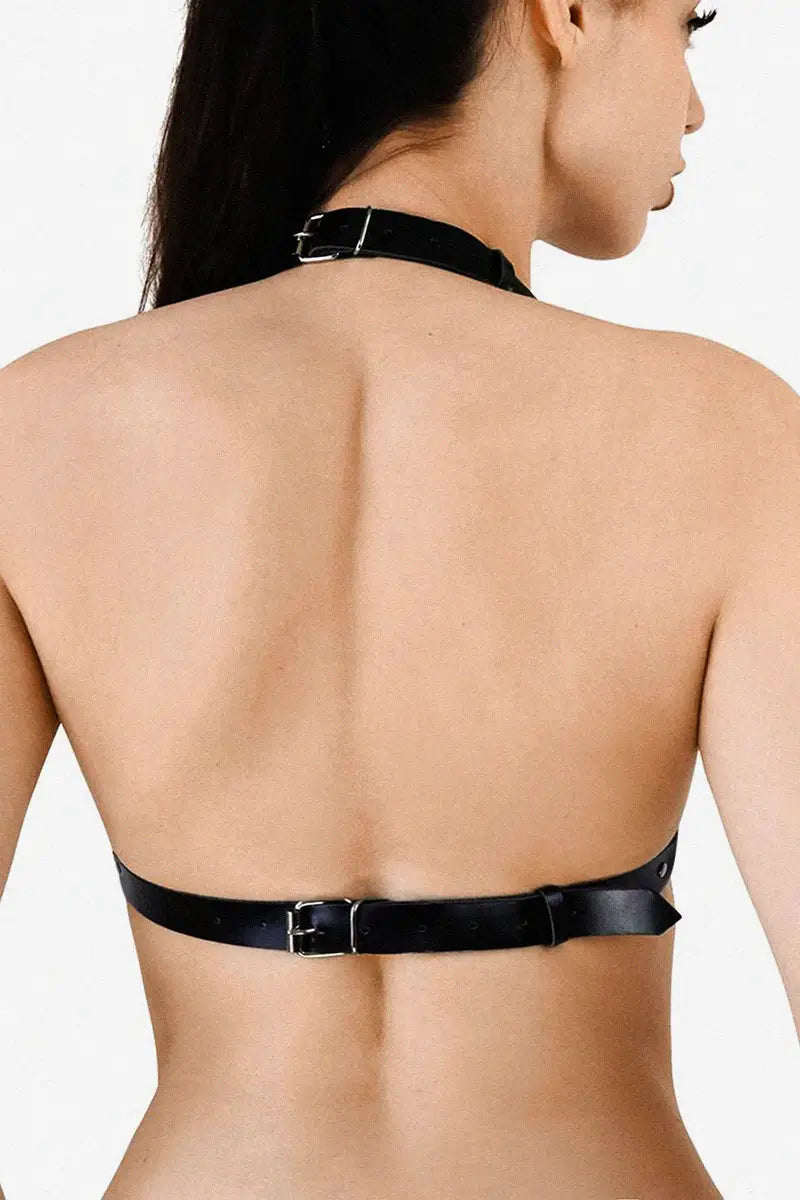 Arnés mujer BDSM de pecho Bondage con cadenas de Cuero natural Aiden