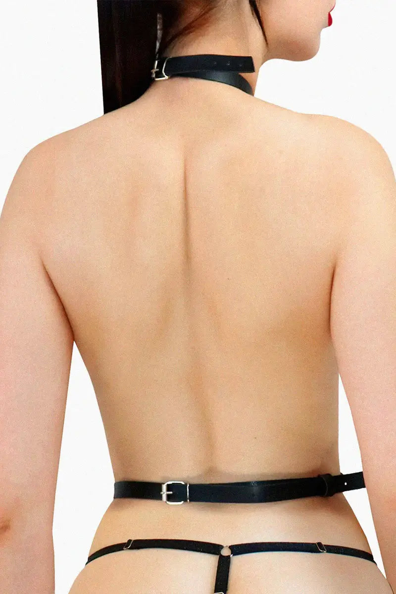 Conjunto de Arnés, Ligas Bondage de lencería BDSM de cuero natural Cross