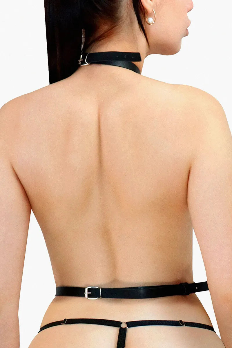 Conjunto de Arnés, Ligas Bondage de lencería BDSM de cuero natural Venecia