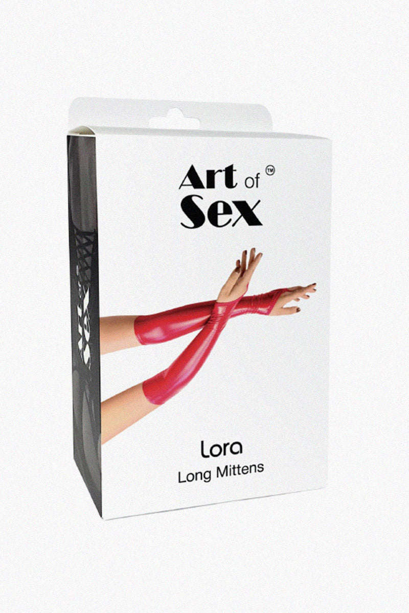 Mitones largos de vinilo - guantes sin dedos Art of Sex - Lora, rojos