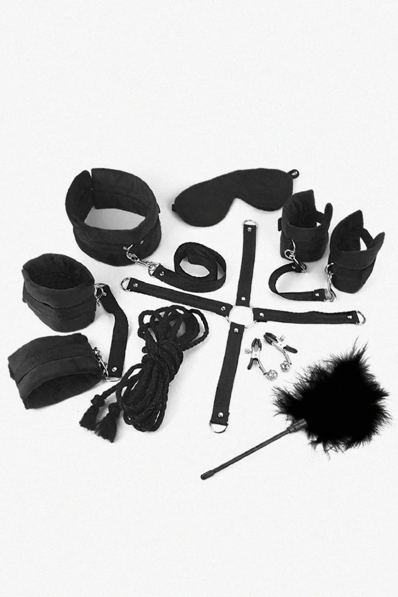 Set BDSM Art of Sex - Soft Touch BDSM Set, 9 piezas, negro