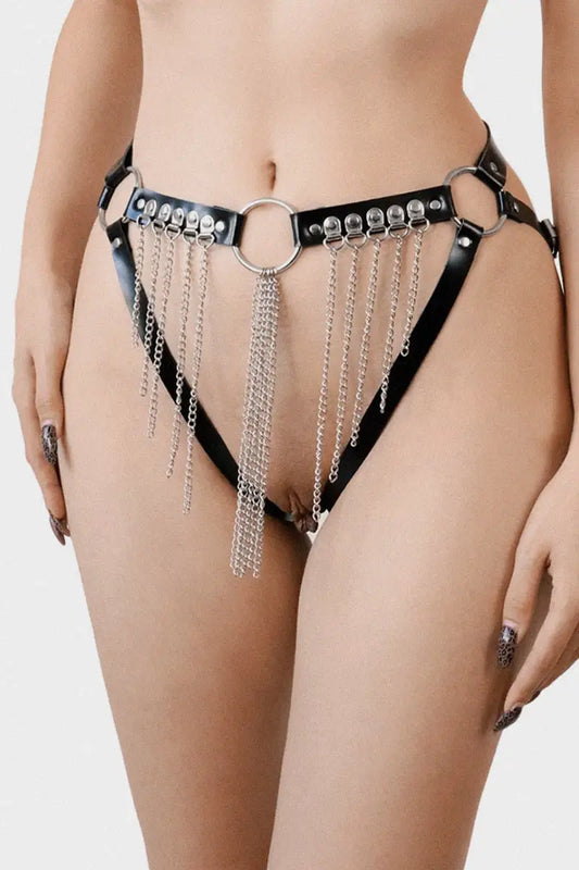 Arnés Bragas de Bondage de Cuero con Cadenas Xena