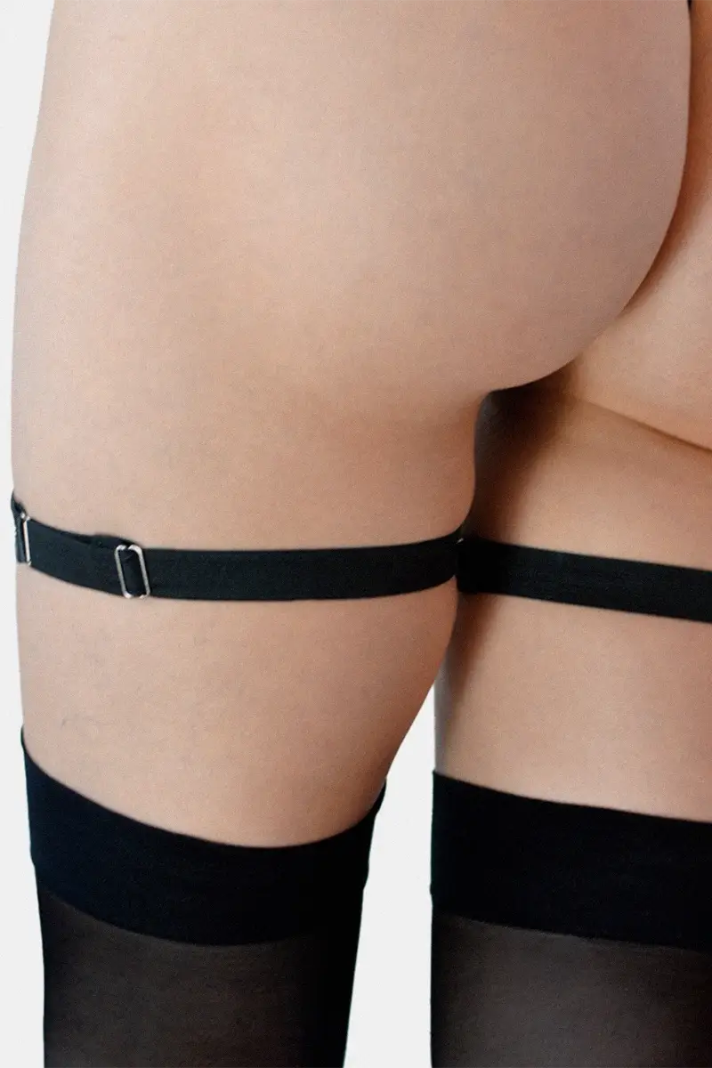 Arnés Ligas BDSM Sexy de Cuero de muslo de corazón Paula para medias Leather garters