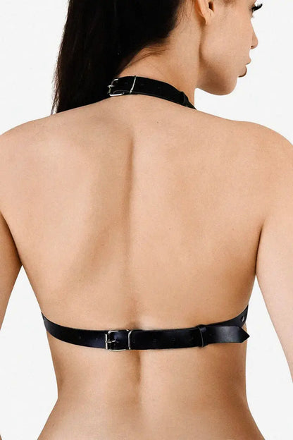 Arnés mujer BDSM de pecho Bondage con cadenas de Cuero natural Aiden