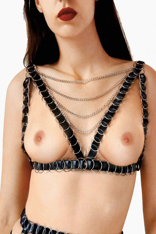 Arnés mujer BDSM de pecho Bondage de Cuero natural Geneva