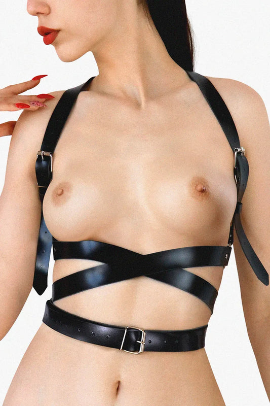Arnés mujer BDSM de pecho Bondage de Cuero natural Melani