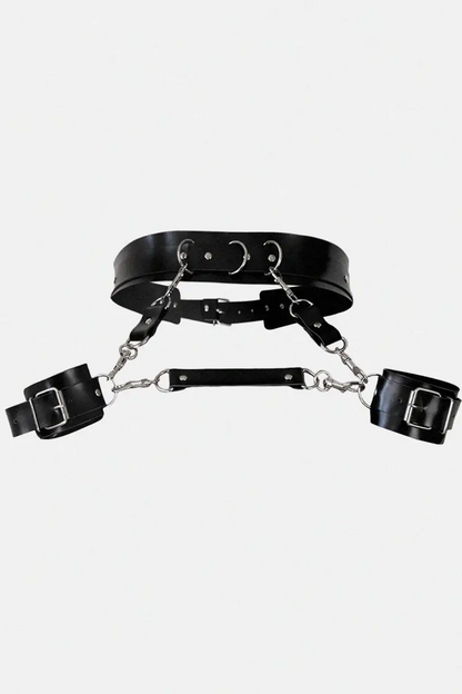 Cinturón de Bondage Arnés Con Esposas Set de cuero natural Kasta