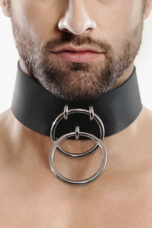 Collar BDSM de Cuero natural de doble anilla Zane Choker