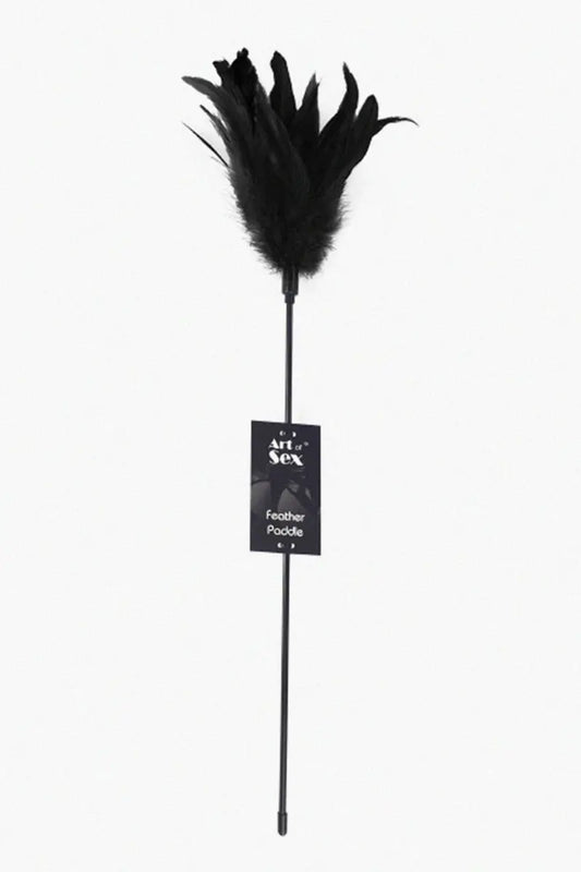 Cosquilleador Art of Sex - Feather Paddle, pluma de gallo joven, color negro
