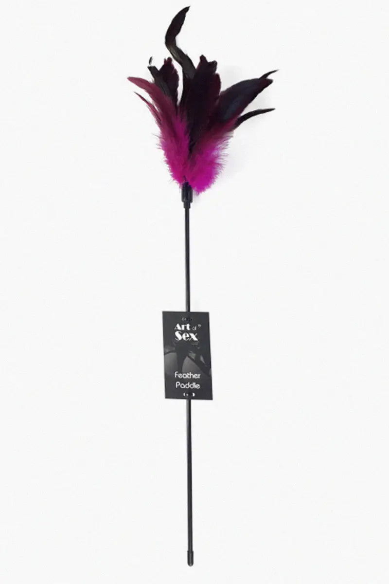 Cosquilleador Art of Sex - Feather Paddle, pluma de gallo joven, color rosa oscuro