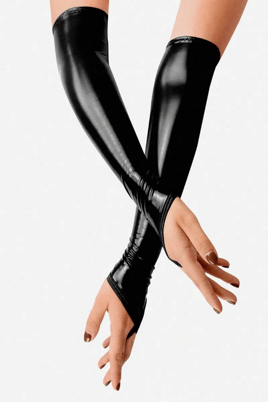 Guantes BDSM Fetish Vinilo largos sin dedos Lora