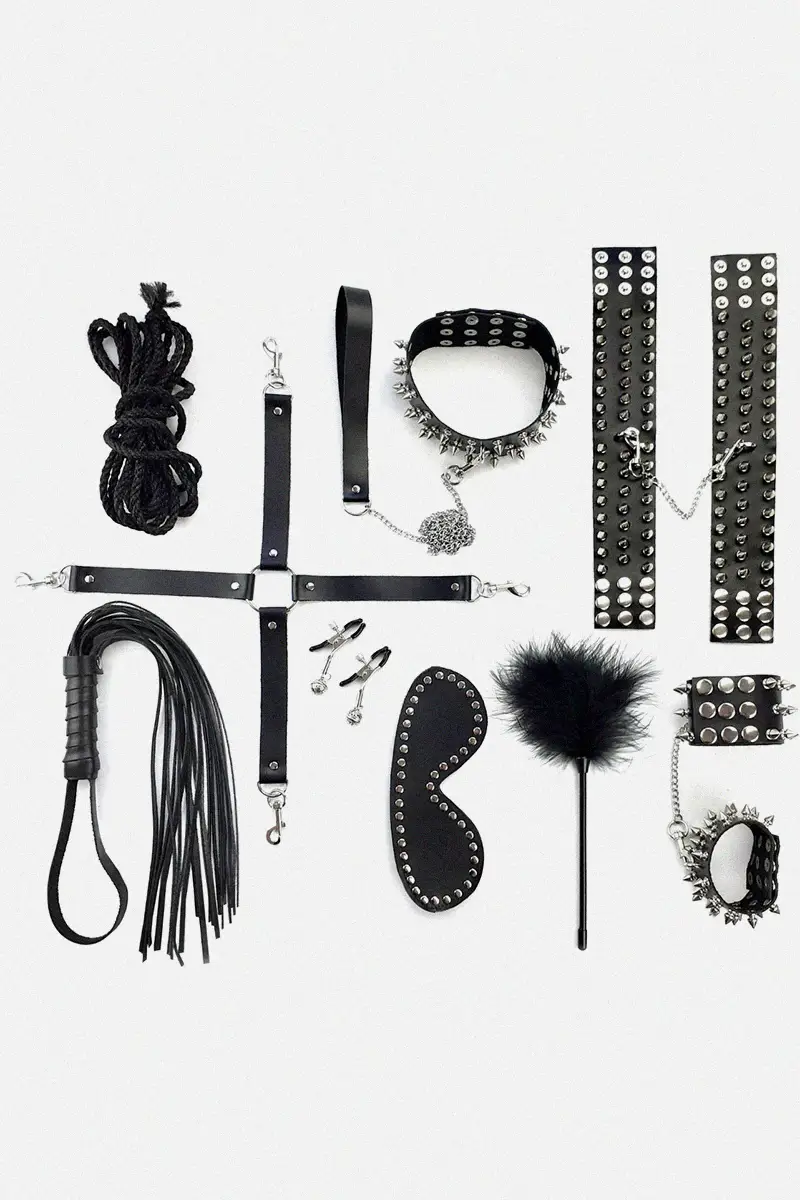 Kit de Bondage y BDSM de cuero natural Spikes