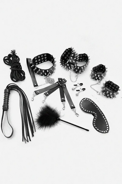 Kit de Bondage y BDSM de cuero natural Spikes