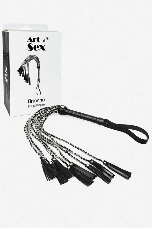 Látigo calado de cadena para Bondage, BDSM y Sado de cuero ecológico Brianna