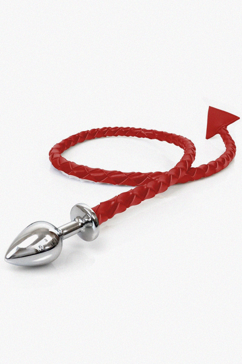 Plug anal metálico con cola de diablo Art of Sex - Succubus, ecopiel, rojo