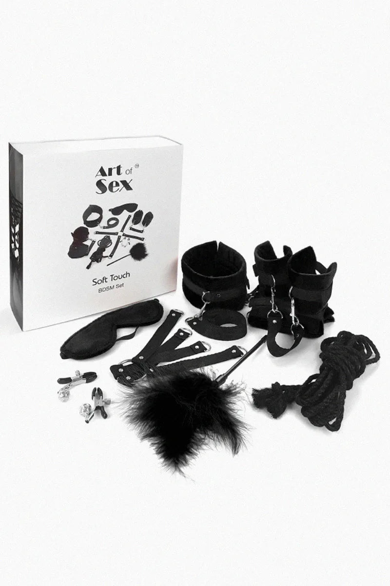 Set BDSM Art of Sex - Soft Touch BDSM Set, 9 piezas, negro