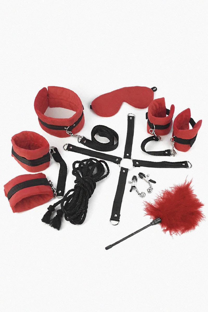 Set BDSM Art of Sex - Soft Touch BDSM Set, 9 piezas, rojo