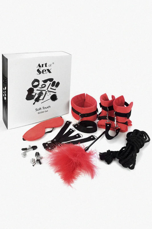 Set BDSM Art of Sex - Soft Touch BDSM Set, 9 piezas, rojo